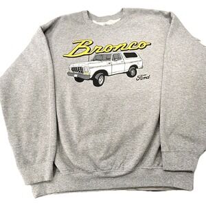 Ford Bronco Gray Double-Sided‎ Graphic Long Sleeve Crewneck Sweatshirt Adult L